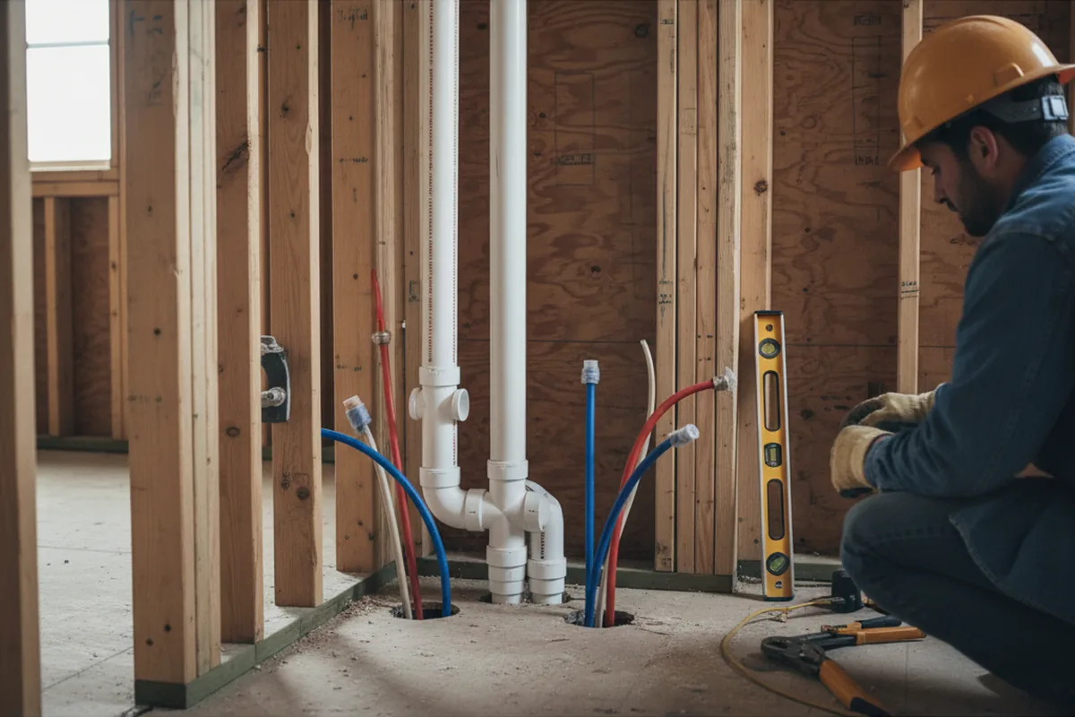 Drain and supply rough-in during Drain Cleaning in La Salle